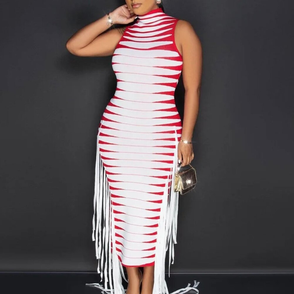 Bandage dress with tassel